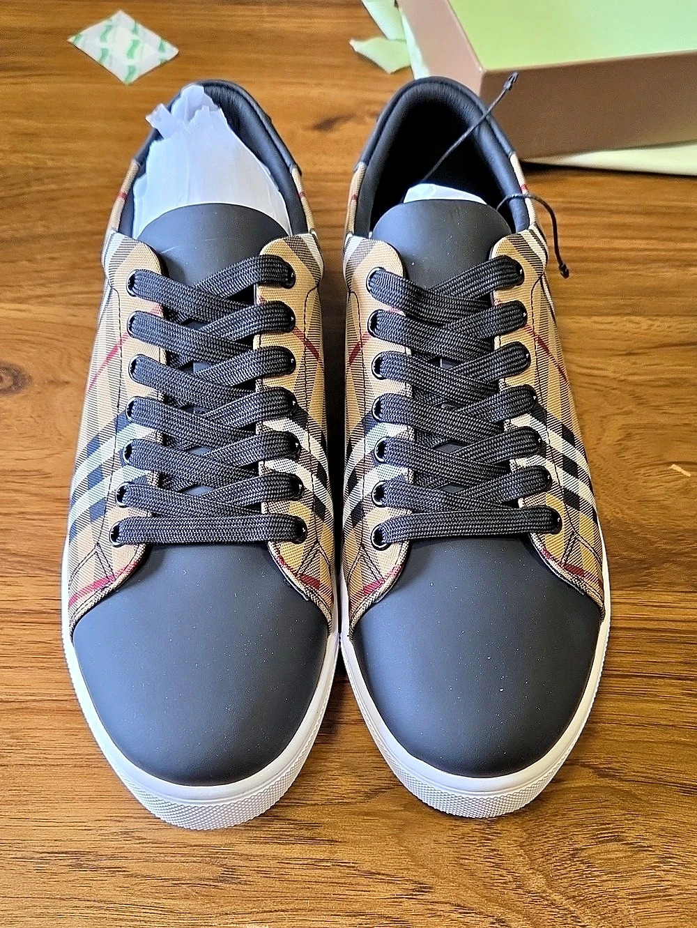 Burberry Vintage Check Cotton and Leather Sneaker Sneakers in Black & Brown